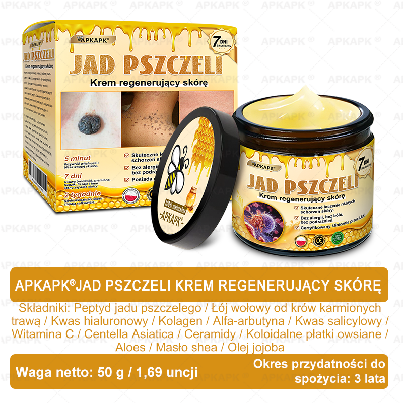 Polecane przez USK w Białymstoku · Wyprodukowano w Polsce✨✨ 𝖠𝖯𝖪𝖠𝖯𝖪® krem regenerujący skórę z jadem pszczelim✨✨