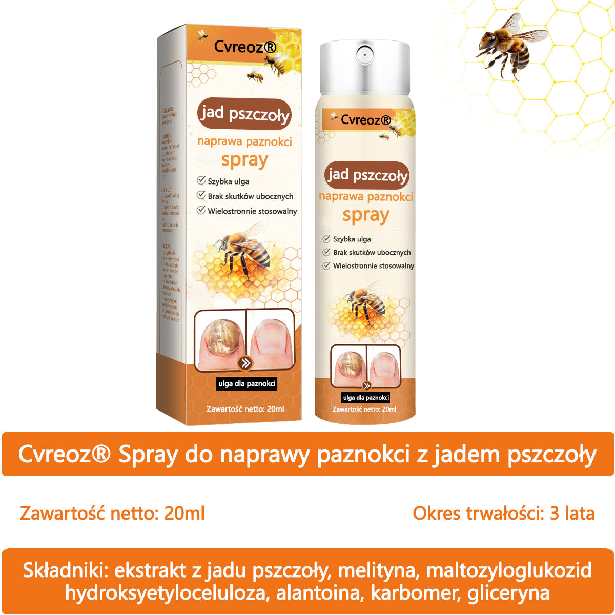 👣Spray z jadem pszczelim na paznokcie✅ Certyfikowany przez PTD👣