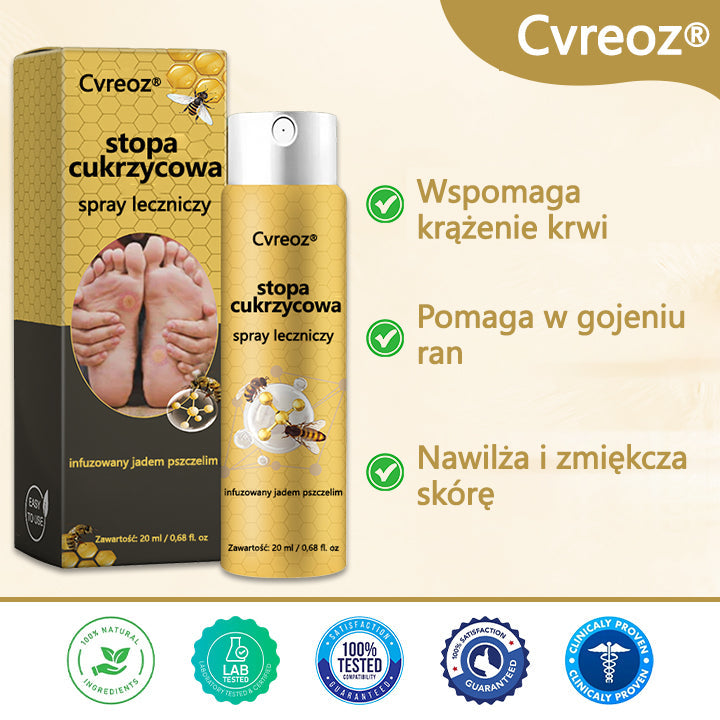 Cvreoz® Leczniczy spray do stóp cukrzycowych- zawiera jad pszczeli, który przyspiesza gojenie i zapobiega infekcjom!🌿