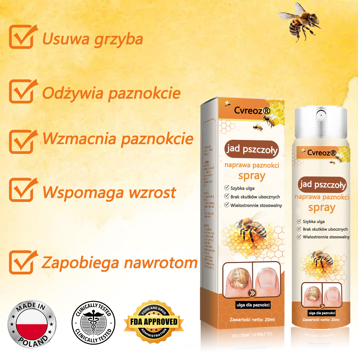 👣Spray z jadem pszczelim na paznokcie✅ Certyfikowany przez PTD👣