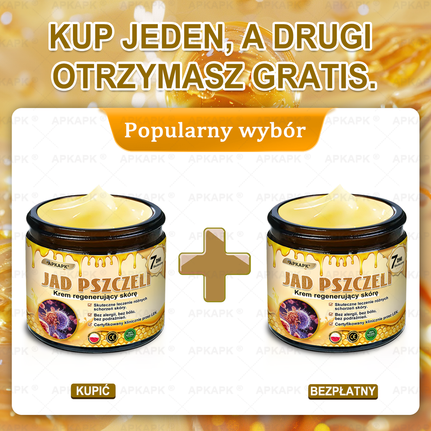 Polecane przez USK w Białymstoku · Wyprodukowano w Polsce✨✨ 𝖠𝖯𝖪𝖠𝖯𝖪® krem regenerujący skórę z jadem pszczelim✨✨
