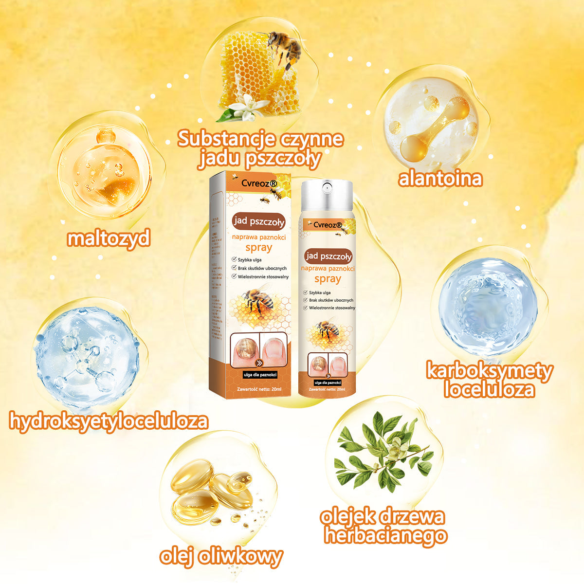 👣Spray z jadem pszczelim na paznokcie✅ Certyfikowany przez PTD👣