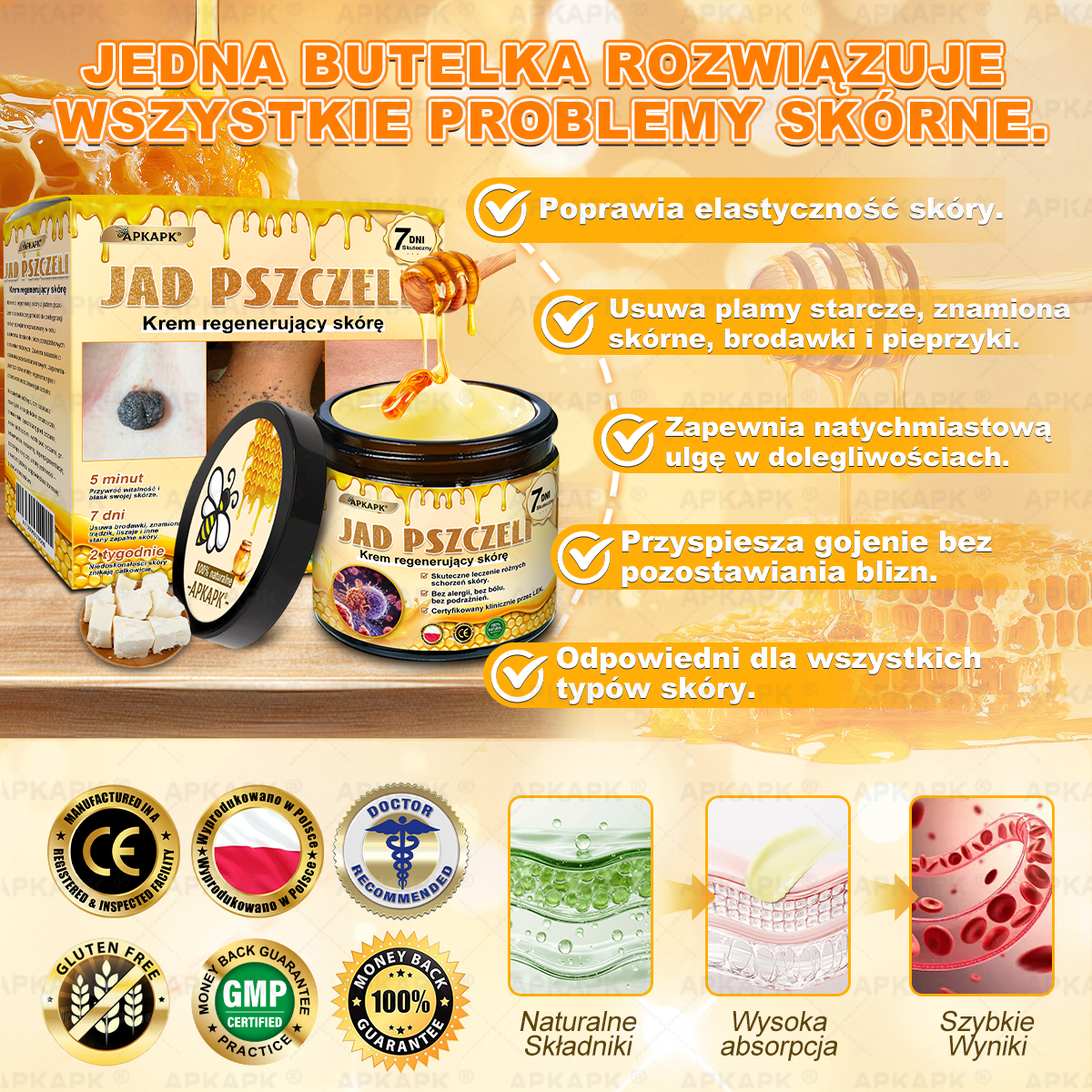 Polecane przez USK w Białymstoku · Wyprodukowano w Polsce✨✨ 𝖠𝖯𝖪𝖠𝖯𝖪® krem regenerujący skórę z jadem pszczelim✨✨