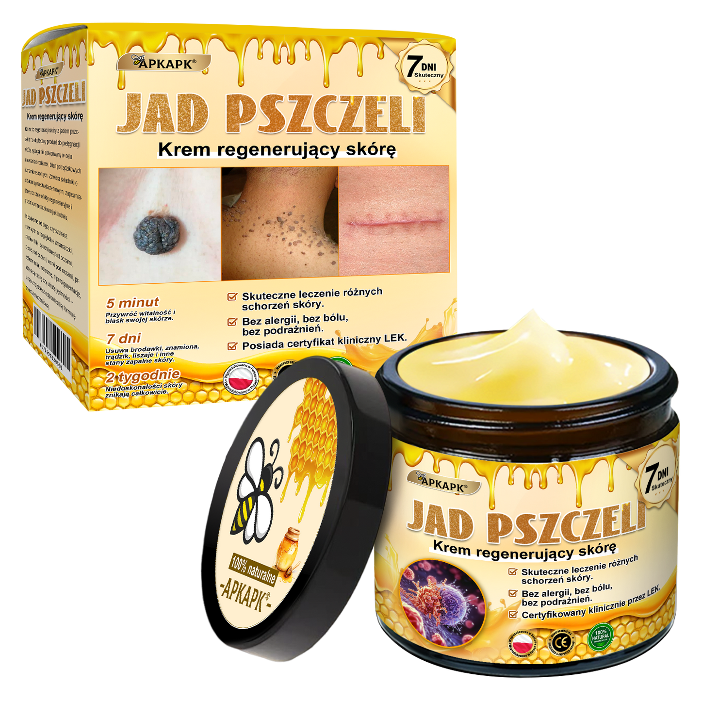 Polecane przez USK w Białymstoku · Wyprodukowano w Polsce✨✨ 𝖠𝖯𝖪𝖠𝖯𝖪® krem regenerujący skórę z jadem pszczelim✨✨